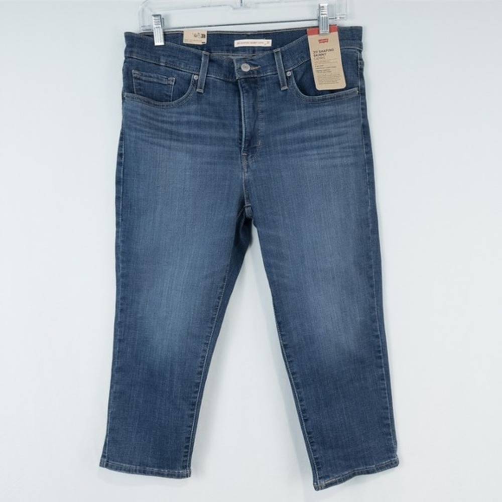 Levis 311 Shaping Skinny Capri‎ Womens 31 Mid Rise Lapis Dark Wash A00860004